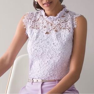 NWT White House Black Market Lace Sleeveless Blouse - Violet
